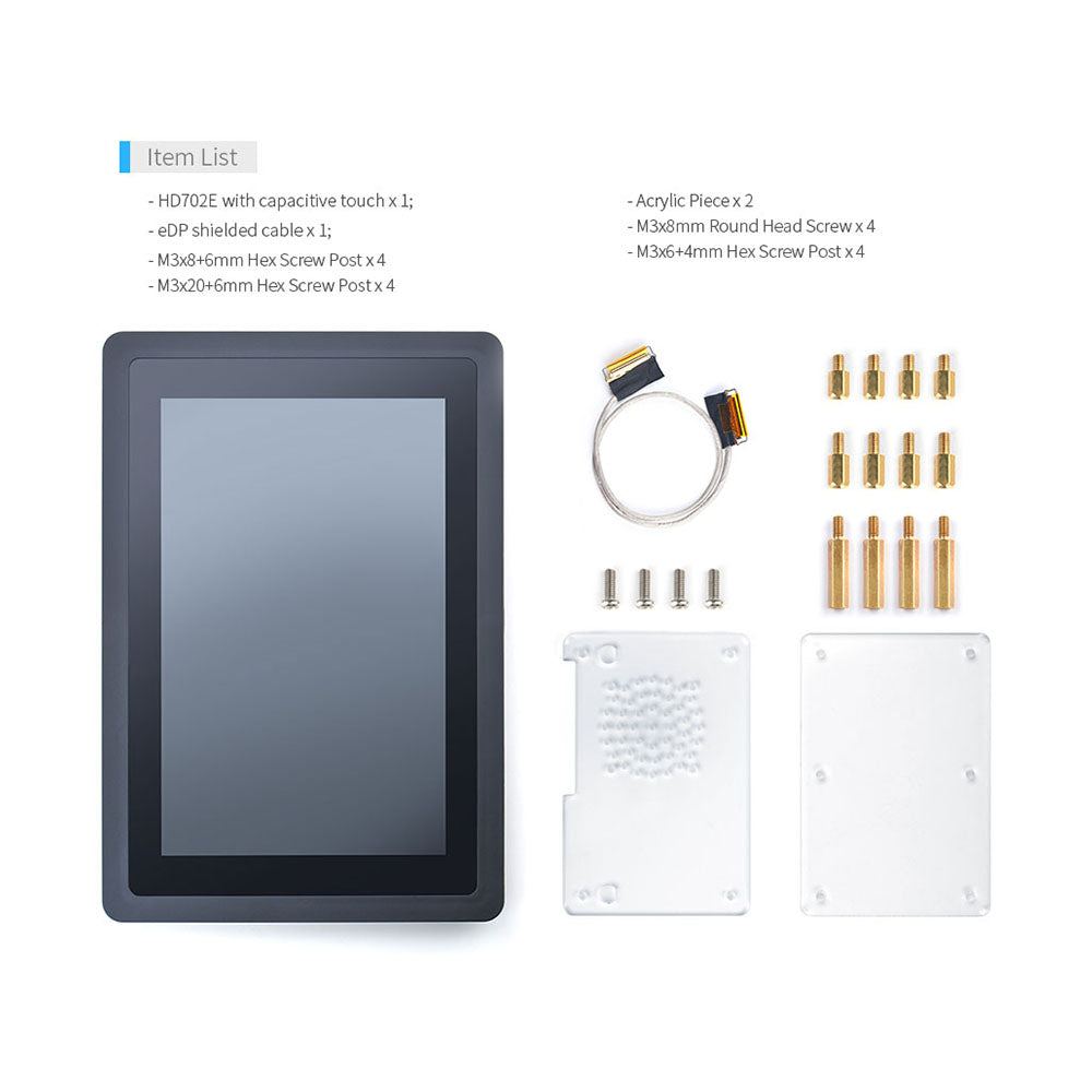 HD702E 7″ eDP LCD Display | Capacitive Touch | 800×1280 | eDP 30-Pin | Android Lubuntu