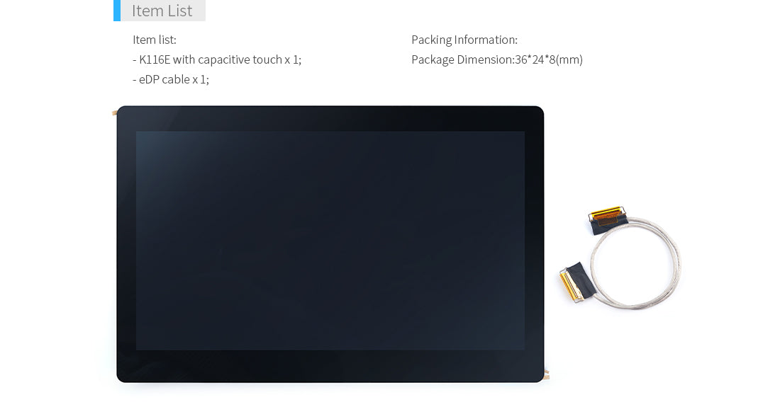 K116E 11.6″ eDP FHD LCD Display | Capacitive Touch | 1920×1080 | eDP 30-Pin | Android Ubuntu