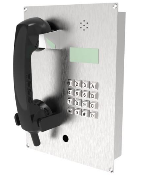 IP65 Vandal-Resistant SIP Telephone – Stainless Steel, LCD, Flush Mount