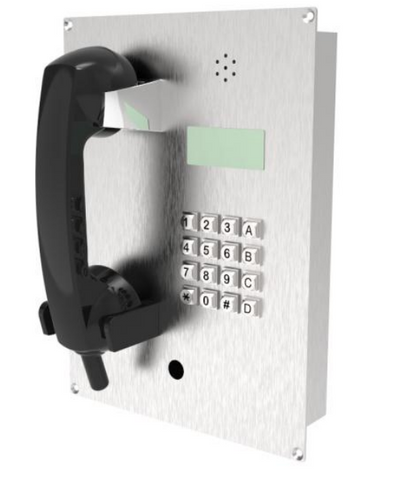 IP65 Vandal-Resistant SIP Telephone – Stainless Steel, LCD, Flush Mount