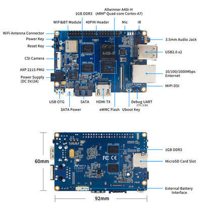 Banana Pi BPI-M2 Ultra Single Board Computer – 2GB RAM + 8GB eMMC – 2