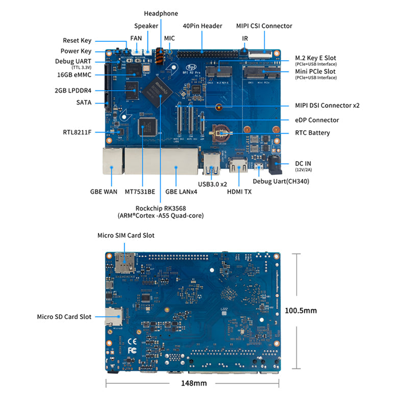 Banana Pi BPI-R2 PRO Router Board – 2GB RAM + 16GB eMMC – 2