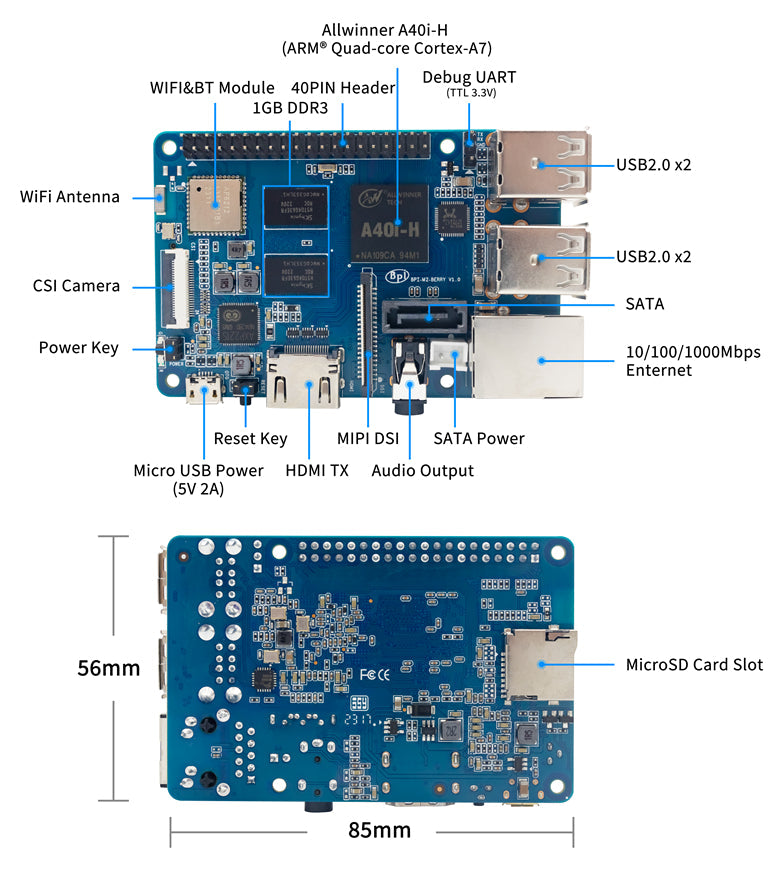 Banana Pi BPI-M2 Berry Single Board Computer – 1GB RAM – 2