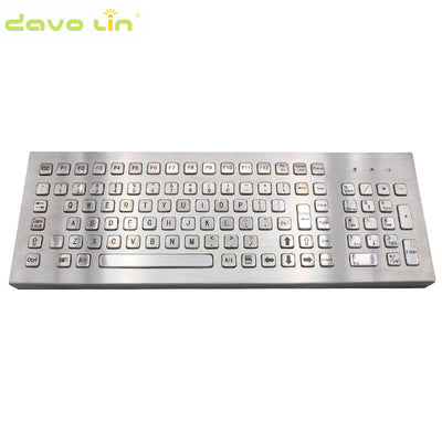 D-8625DESK 103 Keys Full Size Customizable Layout Industrial Metal Kiosk Keyboard Desktop Compact Stainless Steel Keyboard with FN Keys
