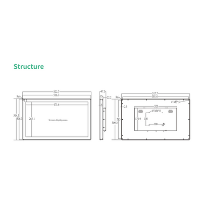 23.8" RK3576S Android Industrial HMI Panel PC– IPS, Aluminum rear-embedded – 5