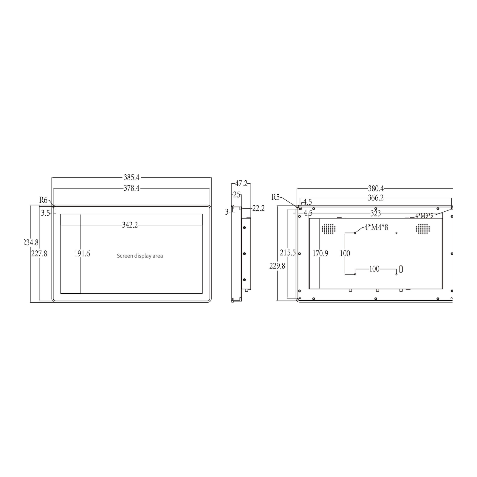 15.6" A133P Android Industrial HMI Panel PC– IPS, Aluminum front-embedded