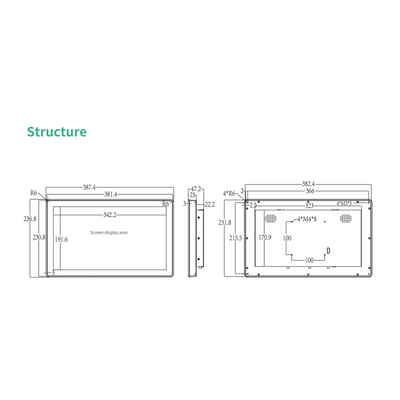 15.6" A133P Android Industrial HMI Panel PC– IPS, Aluminum rear-embedded – 5