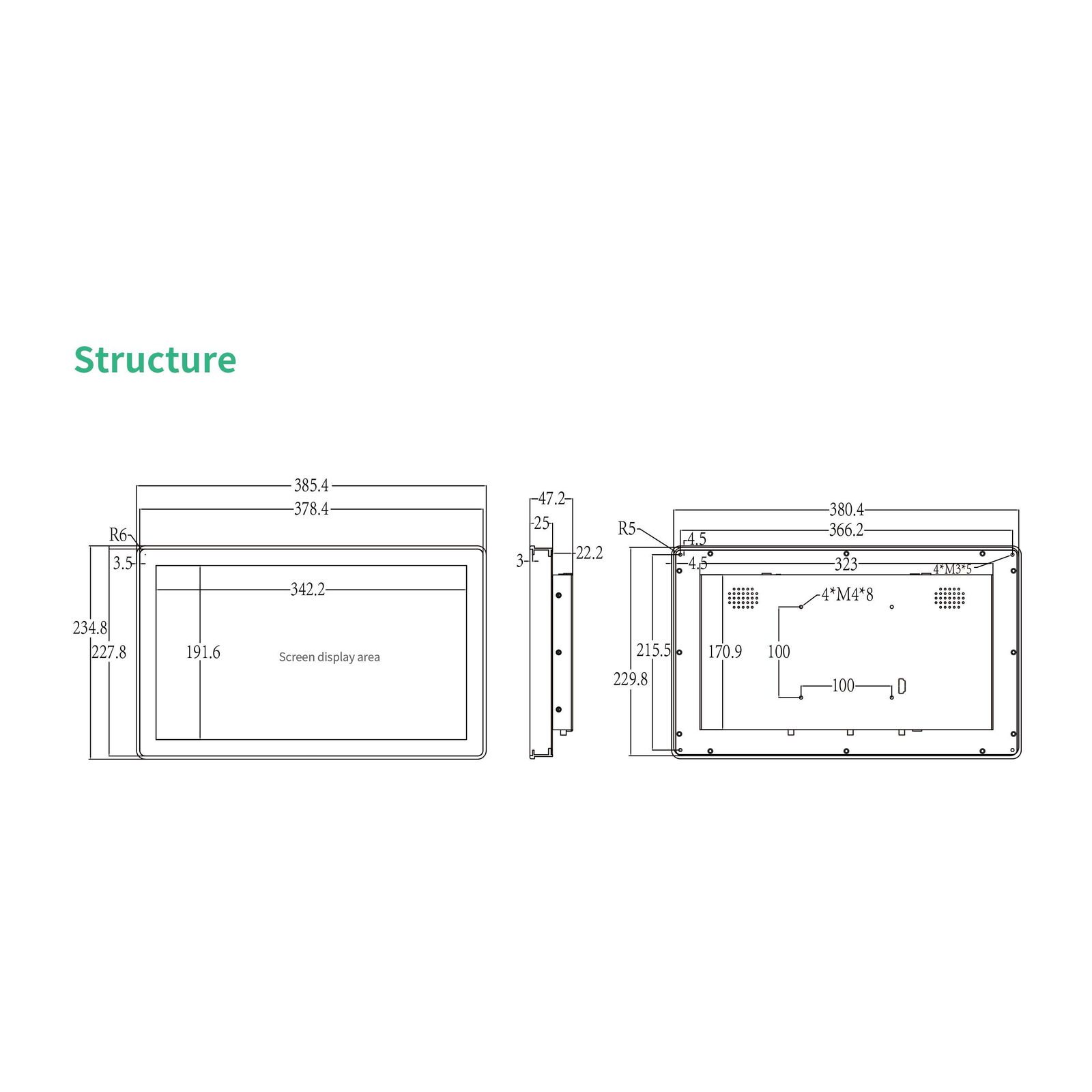15.6" RK3288 Android Industrial HMI Panel PC– IPS, Aluminum front-embedded – 5