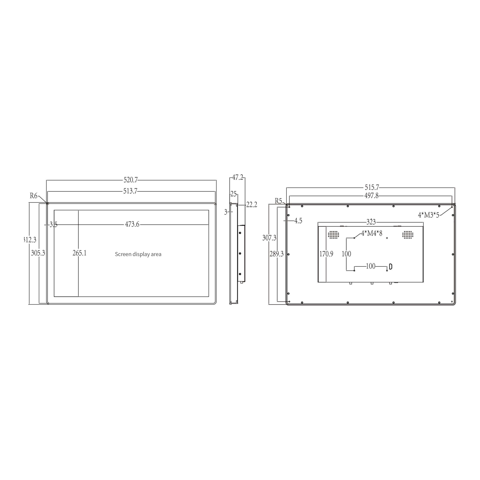 21.5" RK3288 Android Industrial HMI Panel PC– IPS, Aluminum front-embedded