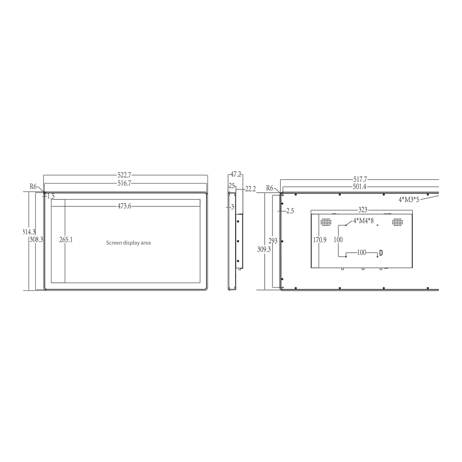 21.5" A133P Android Industrial HMI Panel PC– IPS, Aluminum rear-embedded