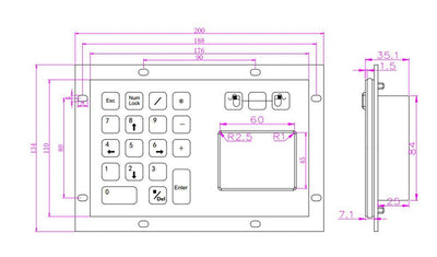 D-8405T Waterproof IP65 Panel Mount Stainless Steel 18 Buttons Metal Numeric Keypad with Trackpad Integrated