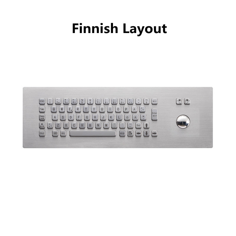 D-8620 67 Keys Front Panel Mount Stainless Steel Industrial Keyboard With Trackball