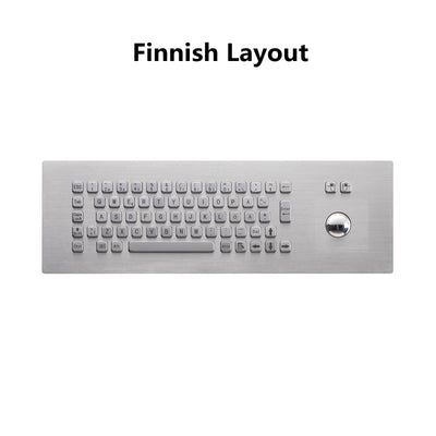 D-8620 67 Keys Front Panel Mount Stainless Steel Industrial Keyboard With Trackball