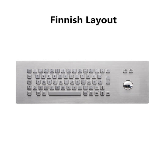 D-8620 67 Keys Front Panel Mount Stainless Steel Industrial Keyboard With Trackball
