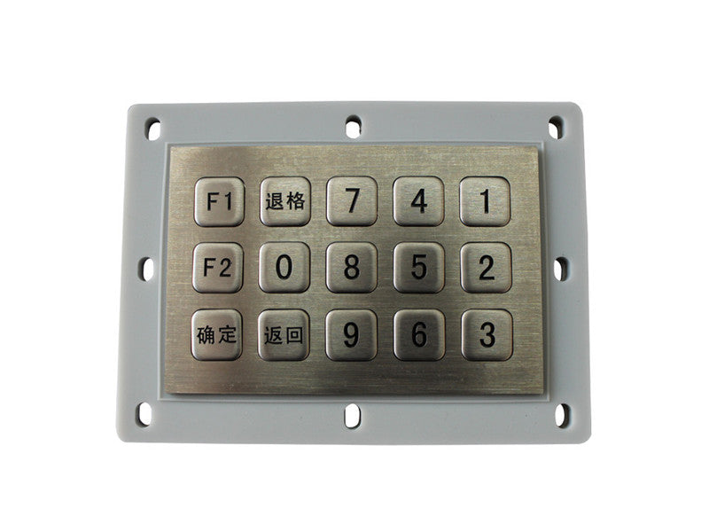D-8218B 15 Keys IP65 Waterproof Stainless Steel Metal Industrial Keypad Use For Outdoor Self-service Kiosk