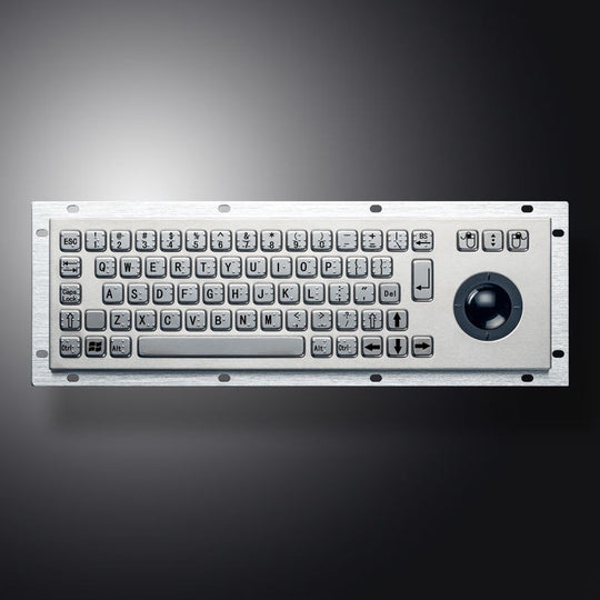 D-8635G-M USB Interface Rear Panel Mount Industrial Metal Braille Stainless Steel Keyboard With Trackball For Self-service Kiosk