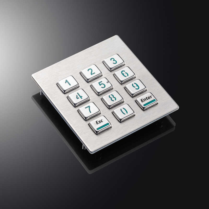 D-8208H IP65 12 Keys 3x4 Stainless Steel Metal Backlit Numeric Keypad For Industrial Telephone Access Control System