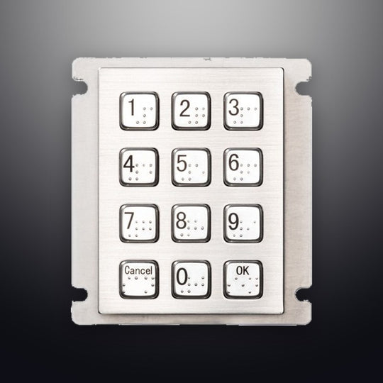 D-8208J-2-MW IP66 Waterproof 12 Keys Metal Keypad With Braille For Parcel Locker