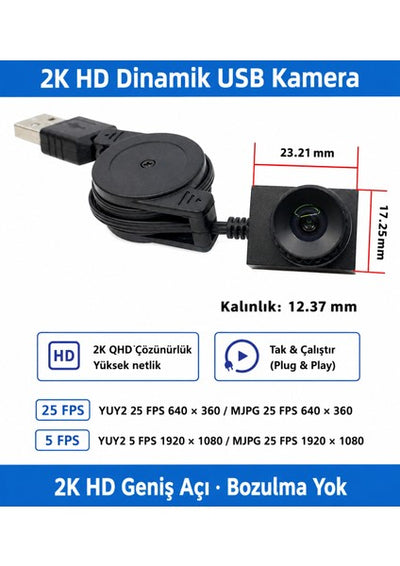 Raspberry Pi 5 / 4B 2K HD USB Camera Module — Rear Clip Mount