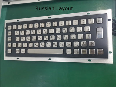 D-8601B-S 65 Keys Vandal Proof Panel Mount Industrial Keyboard With Black Panel and Sliver Button