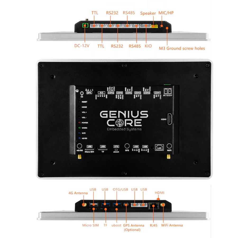 10.1" RK3568 All in One HMI Android Panel PC, IPS, AL Frame