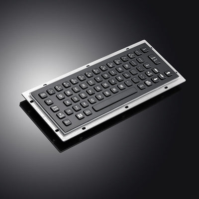 D-8601B 65 Keys Vandal Proof Panel Mount Industrial Stainless Steel Metallic Keyboard In Black With F1-F12 For Self-Service Kiosk