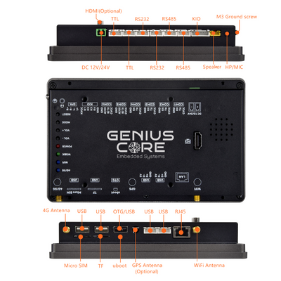 7 " RK3576S Android Industrial HMI Panel PC– IPS Panel, 2x Built-in Speakers, ABS Frame
