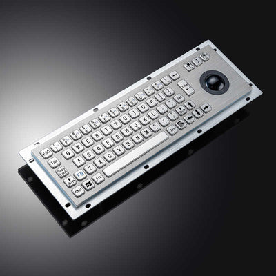 D-8635G Waterproof IP65 Vandal Proof Panel Mount USB Wired Stainless Steel Industrial Metal Keyboard With Trackball Mouse