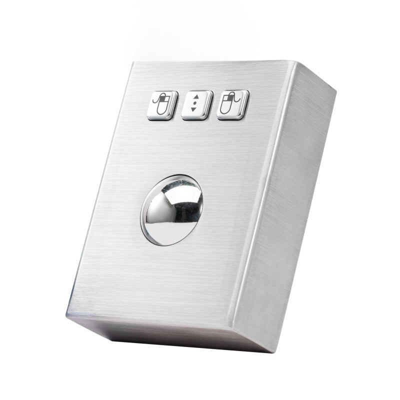 D-8302 DESK Desktop Rugged Industrial Stainless Steel Trackball with 38mm Steel Ball and USB Interface