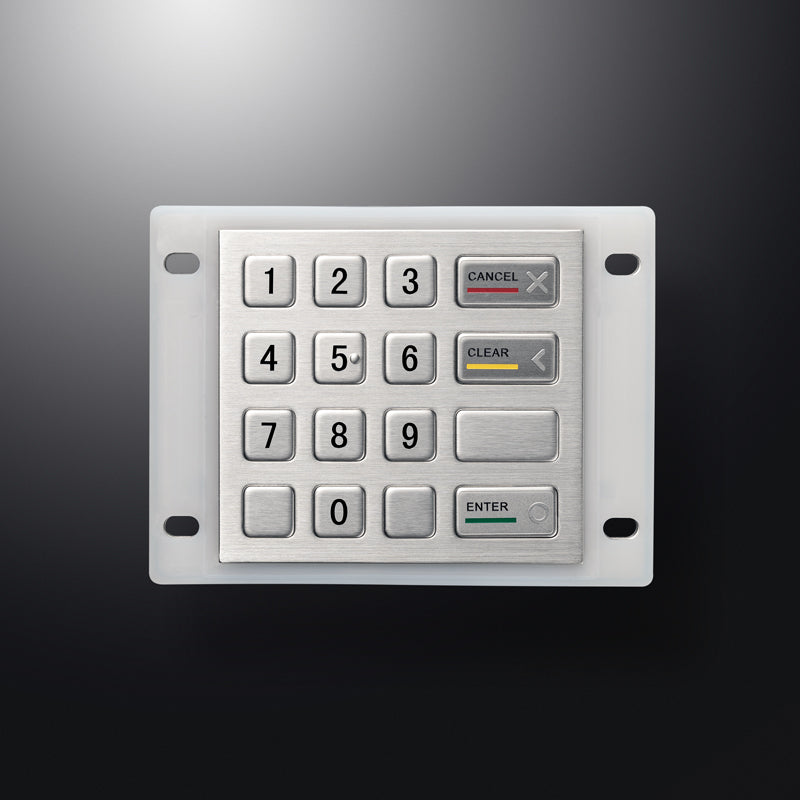 D-8204B 16 Keys Panel Mount Vandal Proof Rugged Metal Keypad With Waterproof Silicone Cover