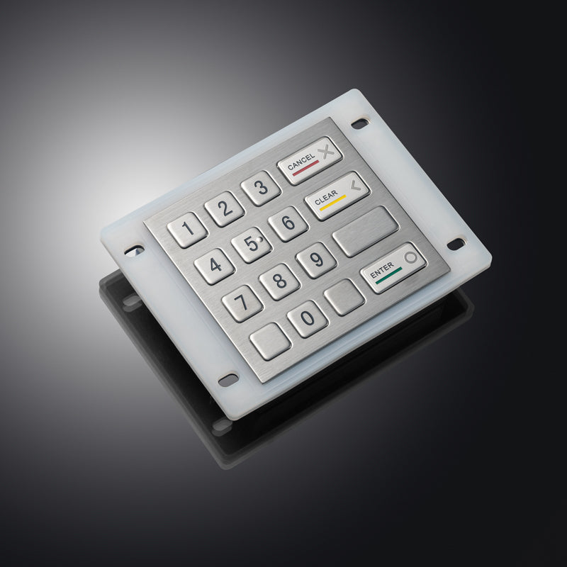 D-8204B 16 Keys Panel Mount Vandal Proof Rugged Metal Keypad With Waterproof Silicone Cover