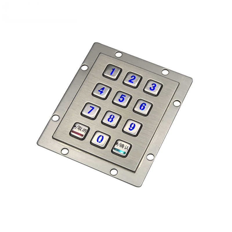 D-8208E Panel Mount Numeric Backlit Metal Keypad With 12 Illuminated Keys For Access Control System