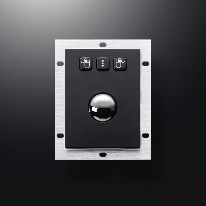 D-8302B Panel Mount Stainless Steel Metal Trackball Mouse In Black