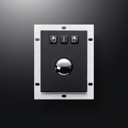 D-8302B Panel Mount Stainless Steel Metal Trackball Mouse In Black
