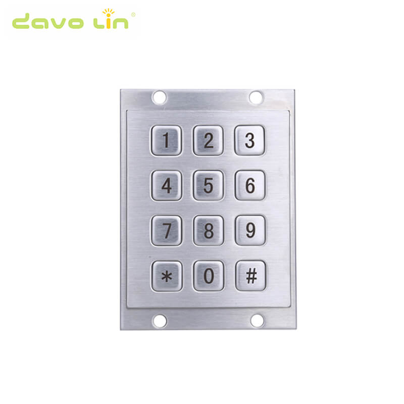 D-8208 12 Flat Keys 3x4 Metal Mini Stainless Steel Numeric Keypad