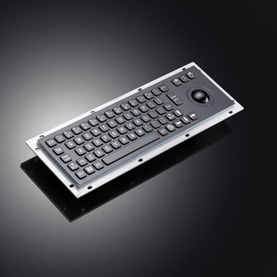 D-8635G-B Black Stainless Steel Rugged Panel Mount Industrial Metal kiosk keyboard With Roller ball For Floor Mount Kiosk