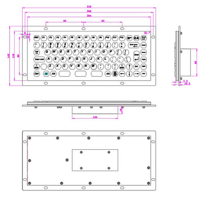 D-8609-1 Stainless steel metal industrial integrated keyboard use for drone self-service machine industrial control machine mining