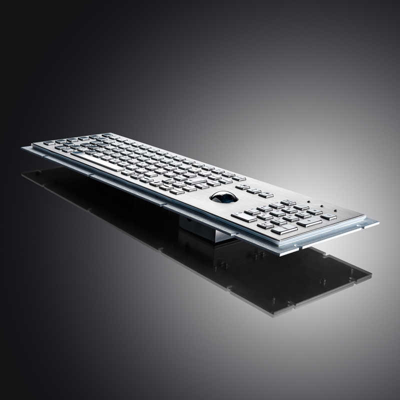 D-8605 Full Size Industrial Trackball Metal Keyboard With 103 Keys integrated 38mm mechanical trackball and numeric keypad