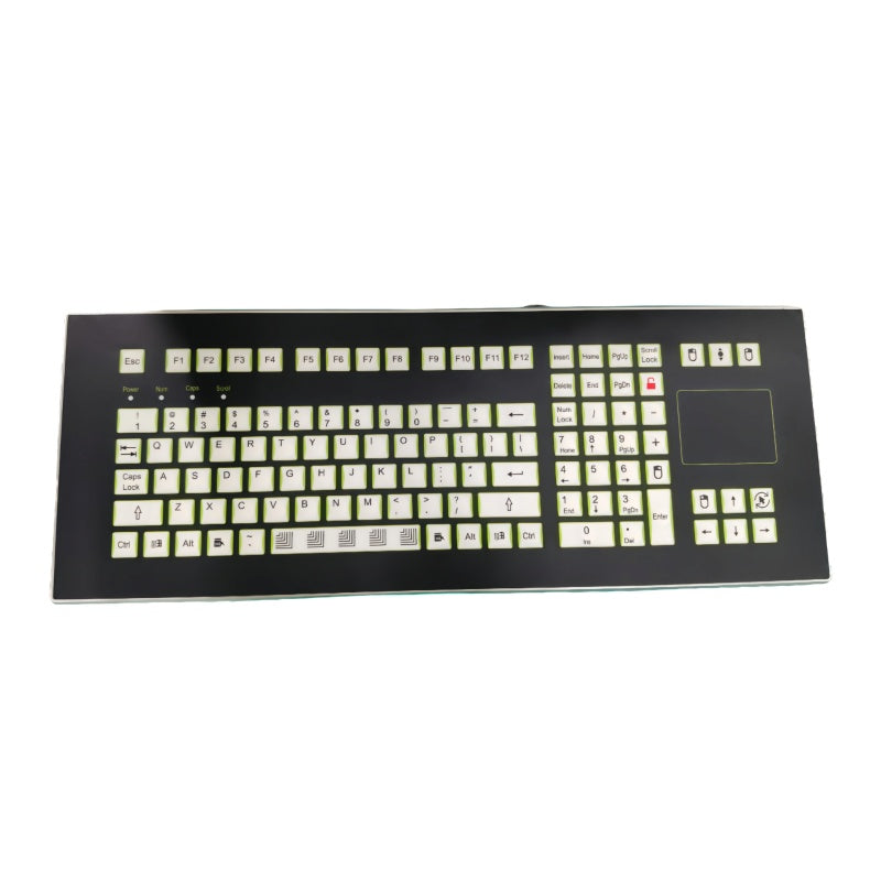 D-1605C IP68 Sealed 109-Key Embedded Membrane Metal Keyboard with Touchpad For Pharmaceutical & Chemical Industries