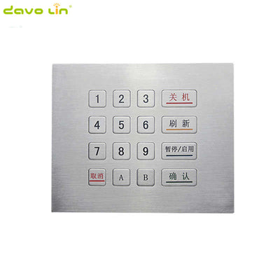 D-8204C DAVO Rugged Stainless Steel Industrial Numeric Keypad with 16 Keys for Check-in Kiosk