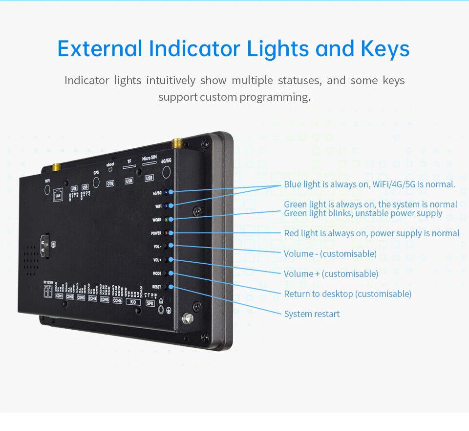 7" inch RK3568 2x INT SPK All in One HMI Android Panel PC, IPS, ABS Frame
