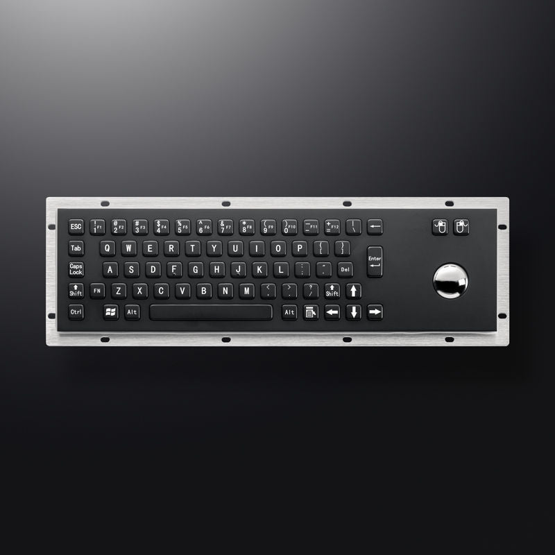 D-8602B Black Stainless steel keyboards Metal Keyboard with Trackball for Kiosk Terminal