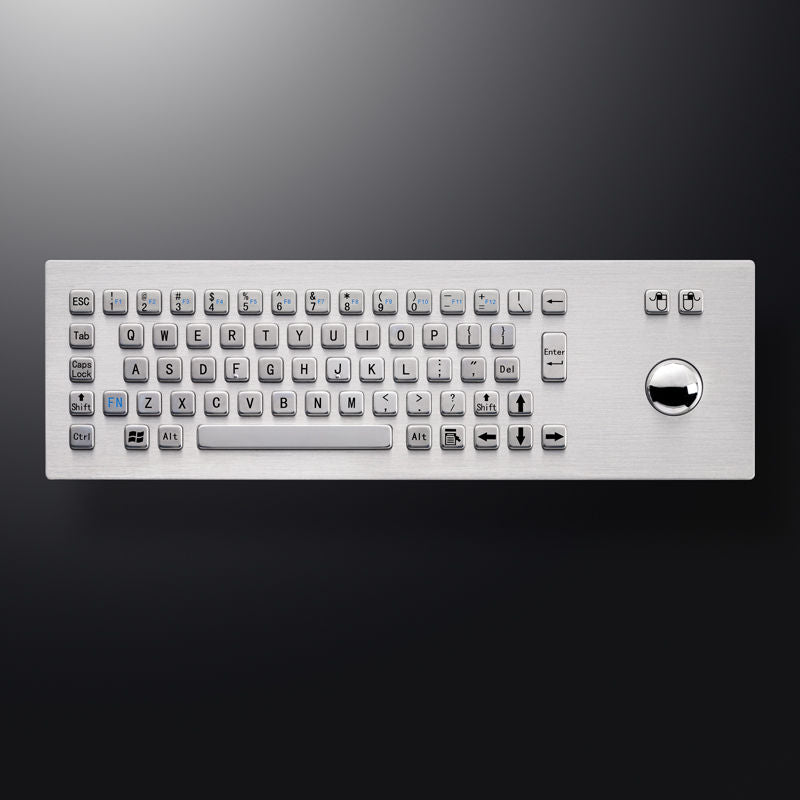 D-8603 67 keys Panel Mount Industrial Keyboard With Trackball USB Stainless Steel Metal Rugged Keyboard For Self Service Kiosk