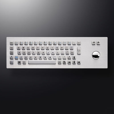 D-8603 67 keys Panel Mount Industrial Keyboard With Trackball USB Stainless Steel Metal Rugged Keyboard For Self Service Kiosk