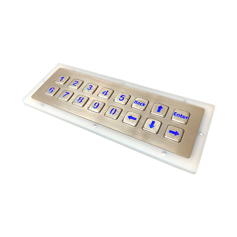 D-8908A 16 Keys Rugged Embedded Horizontal Double-Row Layout Backlight Metal Numeric Keypad
