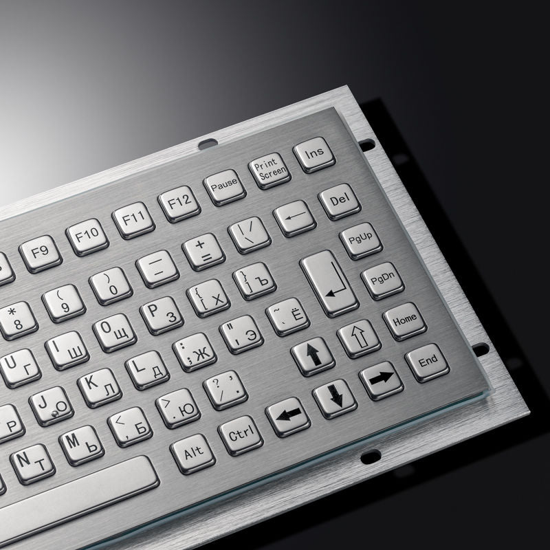 D-8670 86 Keys Ruggedized Waterproof Mini Stainless Steel Compact Metal Industrial Keyboard For Kiosks CNC Machine
