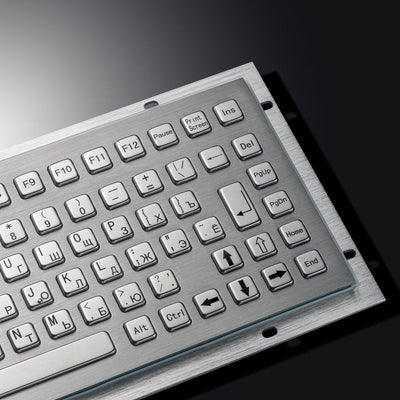 D-8670 86 Keys Ruggedized Waterproof Mini Stainless Steel Compact Metal Industrial Keyboard For Kiosks CNC Machine