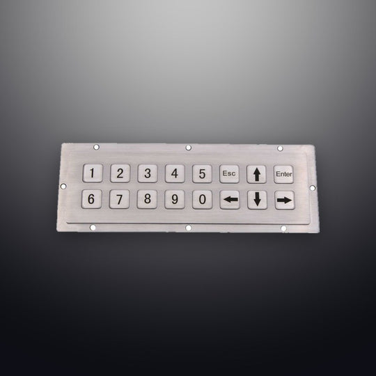 D-8908 16 Keys Rugged Embedded Horizontal Double-Row Layout Metal Numeric Keypad