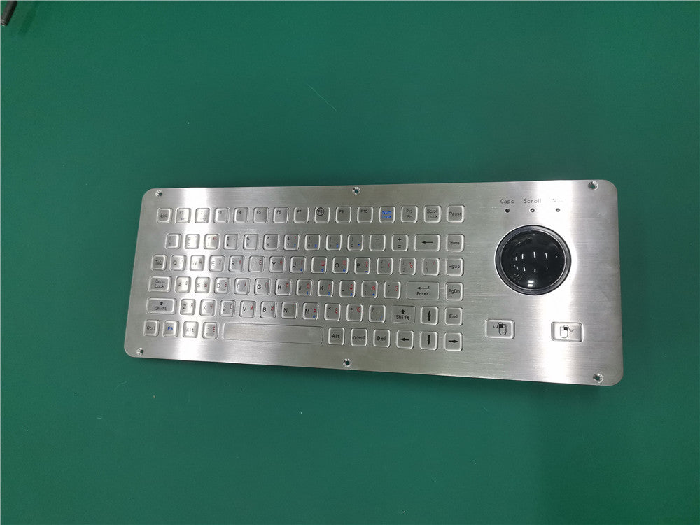 D-8667 Industrial Stainless Steel Keyboard with 50mm Resin Trackball