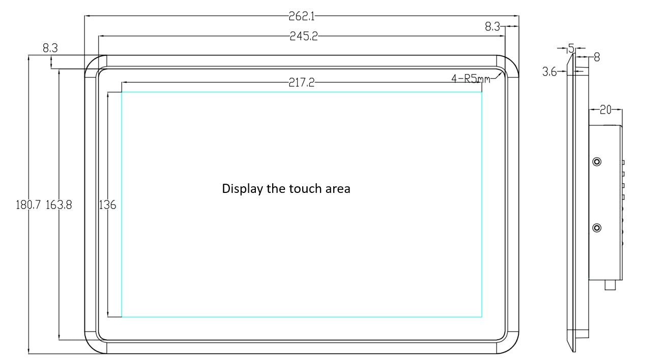 10.1" RK3576S 2x INT SPK All in One HMI Android Panel PC, IPS, ABS Larger Frame